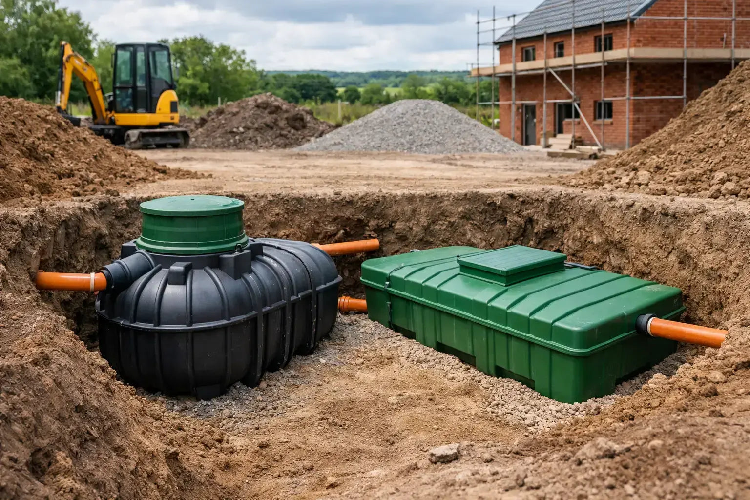 Best underground water tanks UK installations in a construction site.
