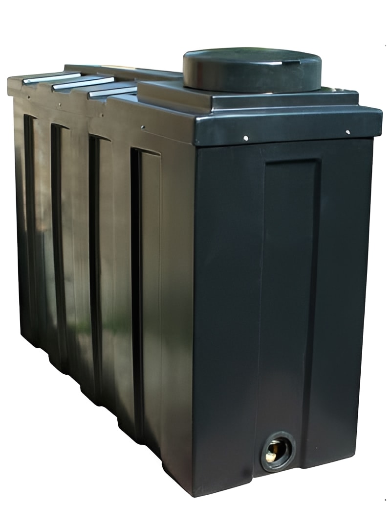 1000 Litre Insulated Potable Water Tank, durable black polyethylene storage solution.