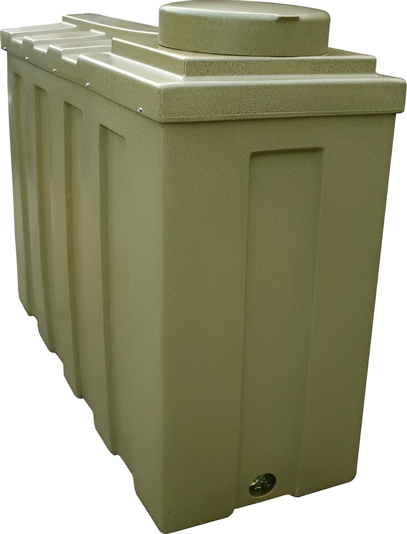 1000 Litre Insulated Potable Water Tank - Sandstone side view showing durable design and top cover.