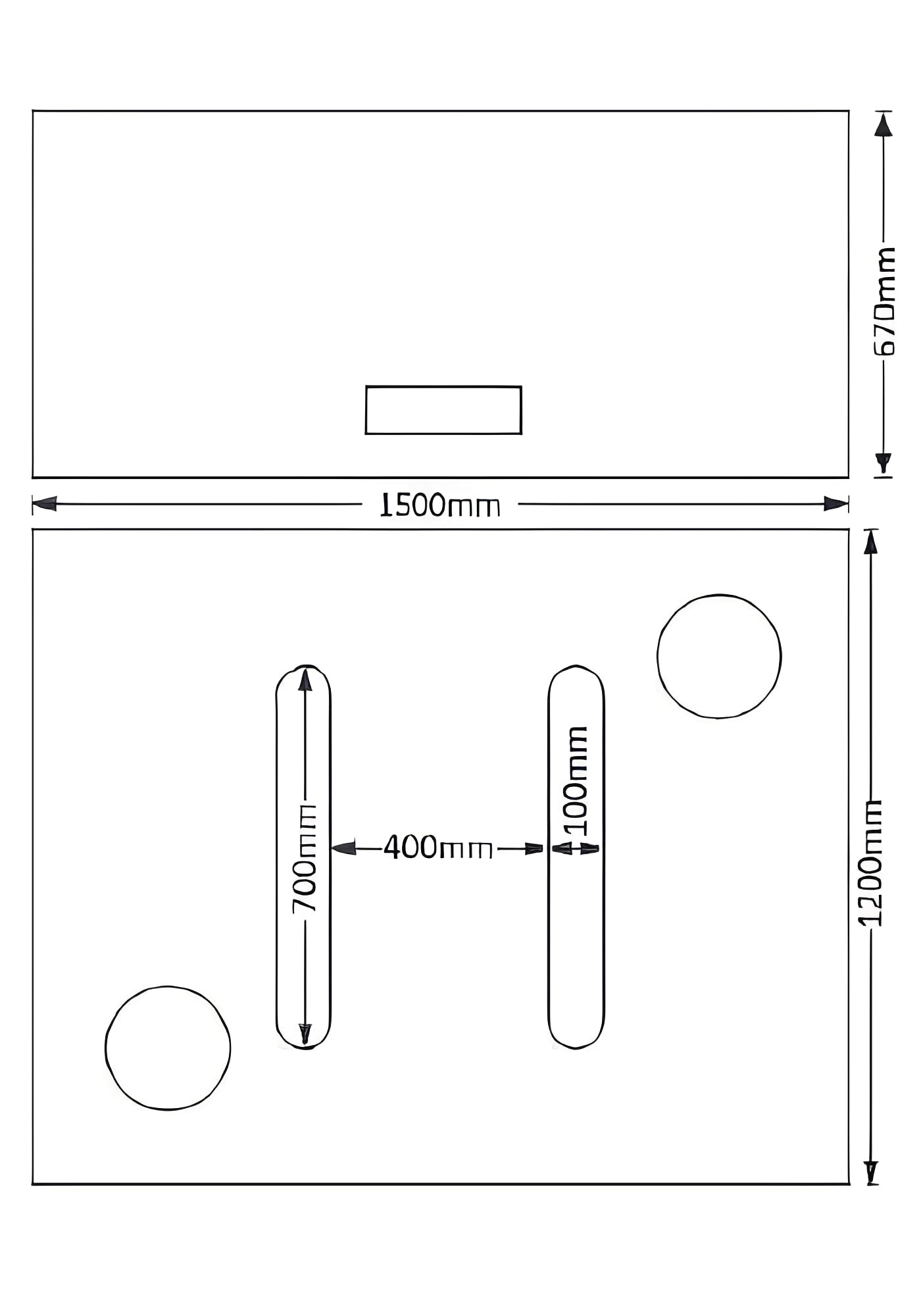 Dimensions and layout diagram of 1000 Litre Potable Water Tank V2, including measurements in mm.