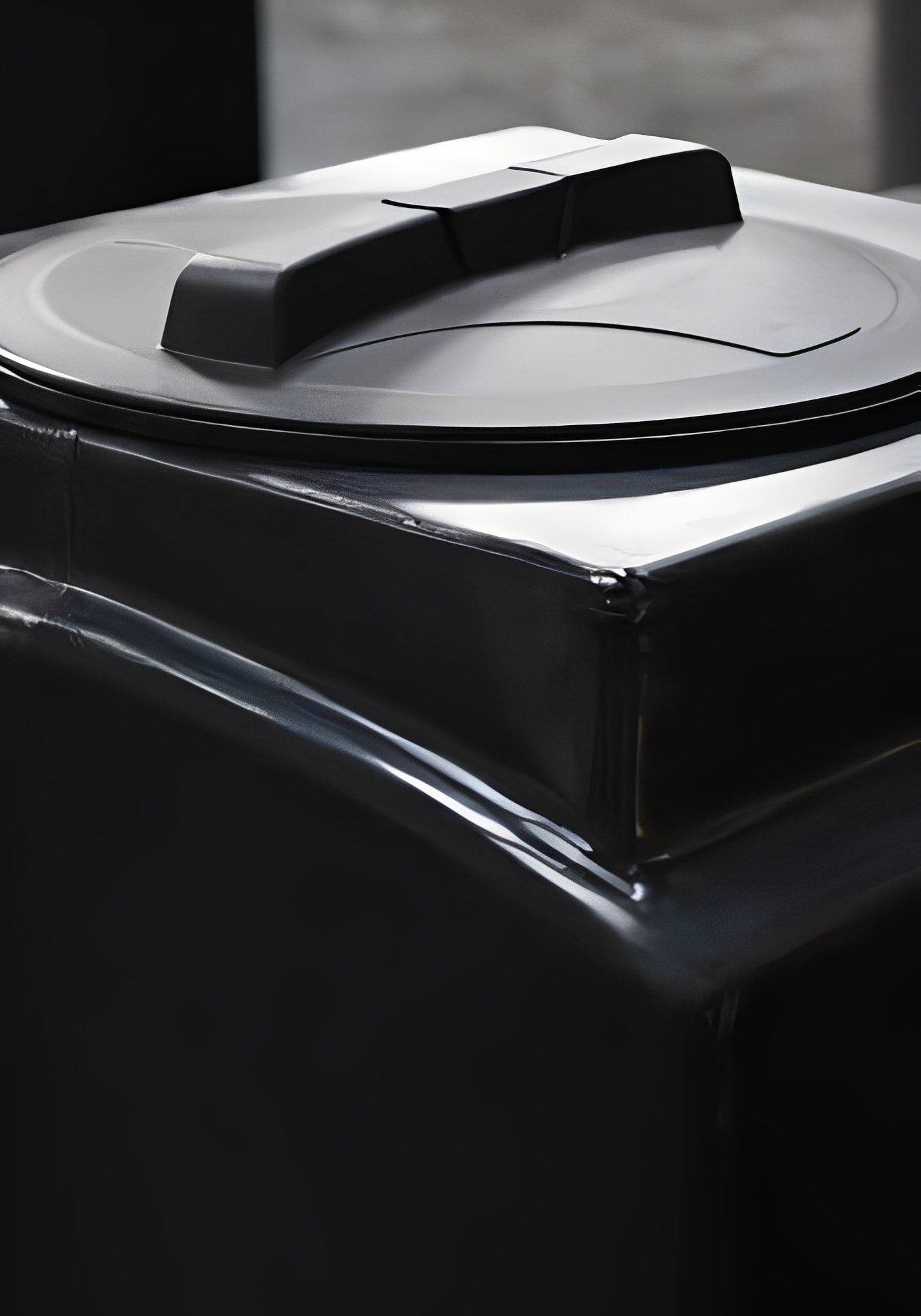 Close-up of the lid of a 1000 Litre Water Tank Black, showcasing its durable design for water storage.