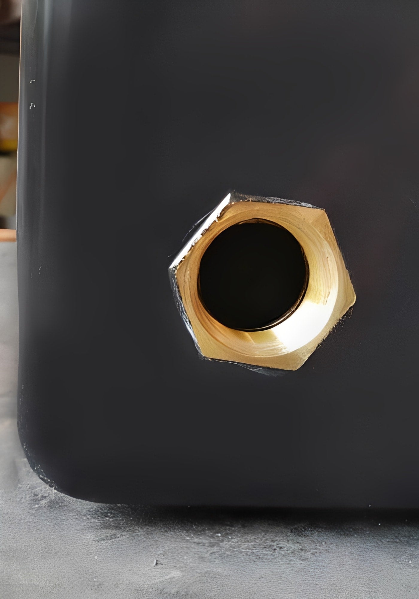 Close-up of the outlet fitting on the 1000 Litre Water Tank V1 - Non-potable showing durable design and construction.