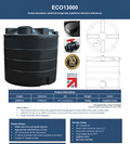 13,000 Litre Water Tank product specifications including dimensions, weight, and design features.