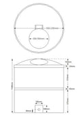 1450 Litre Brine Tank technical drawing showing dimensions and design features.