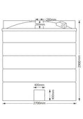 15,000 Litre Round Water Tank - Potable dimensions diagram showing height and diameter measurements.