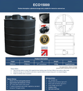 15,000 Litre Water Tank - Non Potable with black cylindrical design for efficient water storage and durability.