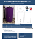 Midi Metro 185 Litre Water Butt - Red Slim Cylindrical Tank displayed with product information and specifications.