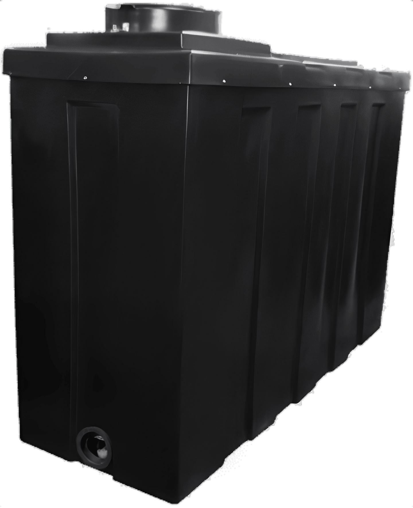 1900 Litre Insulated Water Tank shown in black, designed for durable water storage with insulation features.
