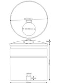 2000 Litre Brine Tank dimensions diagram showing top view and measurements