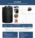 20000 Litre Water Tank - Non Potable, durable cylindrical storage tank suitable for internal or external use.