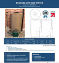City Just Water 210L Millstone Effect Water Butt - Slimline displayed with product details and measurements.