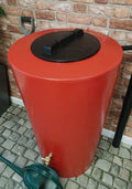 City Just Water 210 Litre Water Butt - Red Slimline Design, vibrant red water butt with black lid and tap.