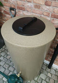 City Just Water 210L Water Butt - Sandstone Effect Slim Design in a garden setting