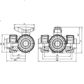 PVC 3-Way L Port Ball Valve - Plain Union Ends EPDM Seals technical drawing and dimensions