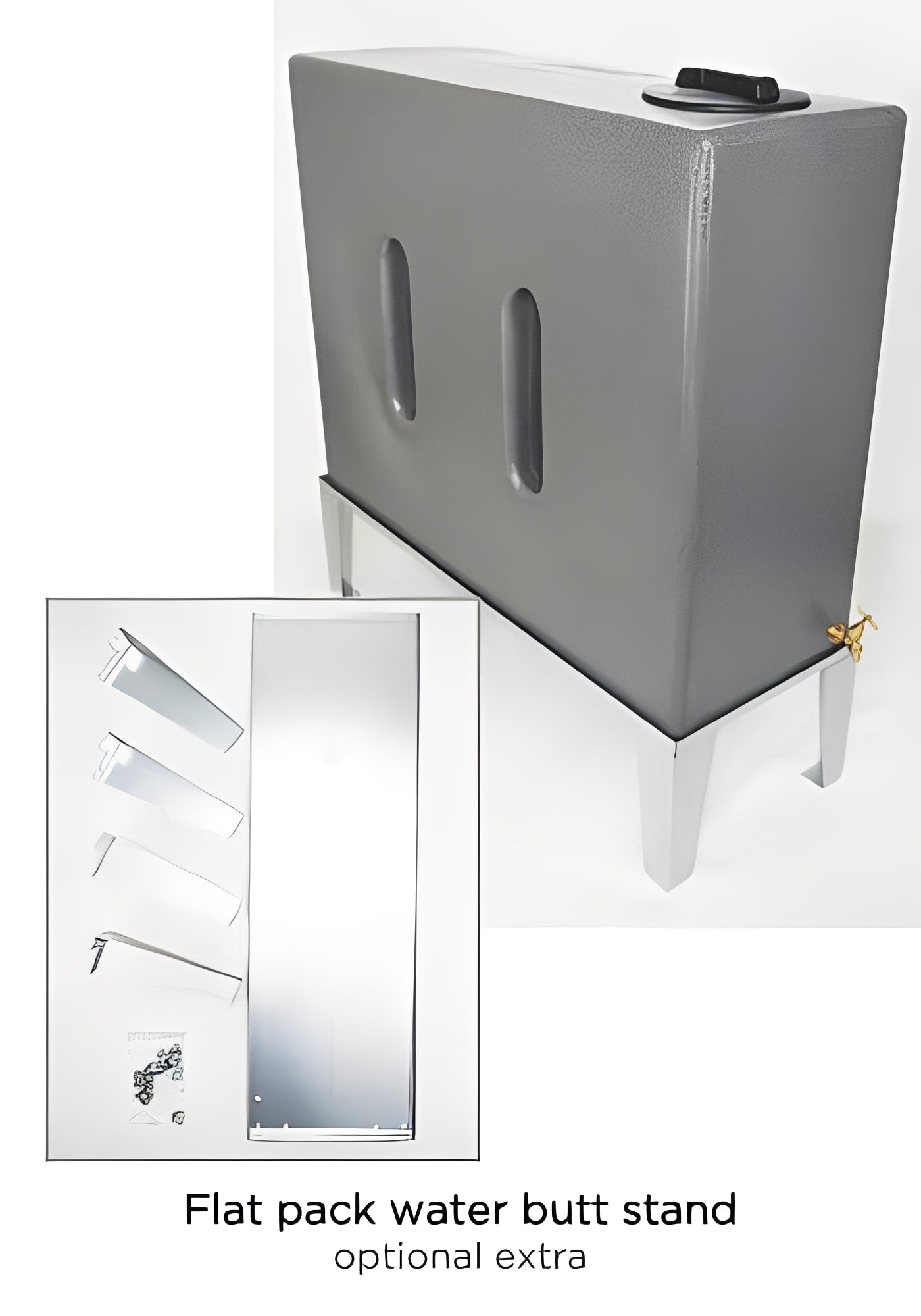 500 Litre Water Tank V1 - Sandstone with flat pack water butt stand optional extra.