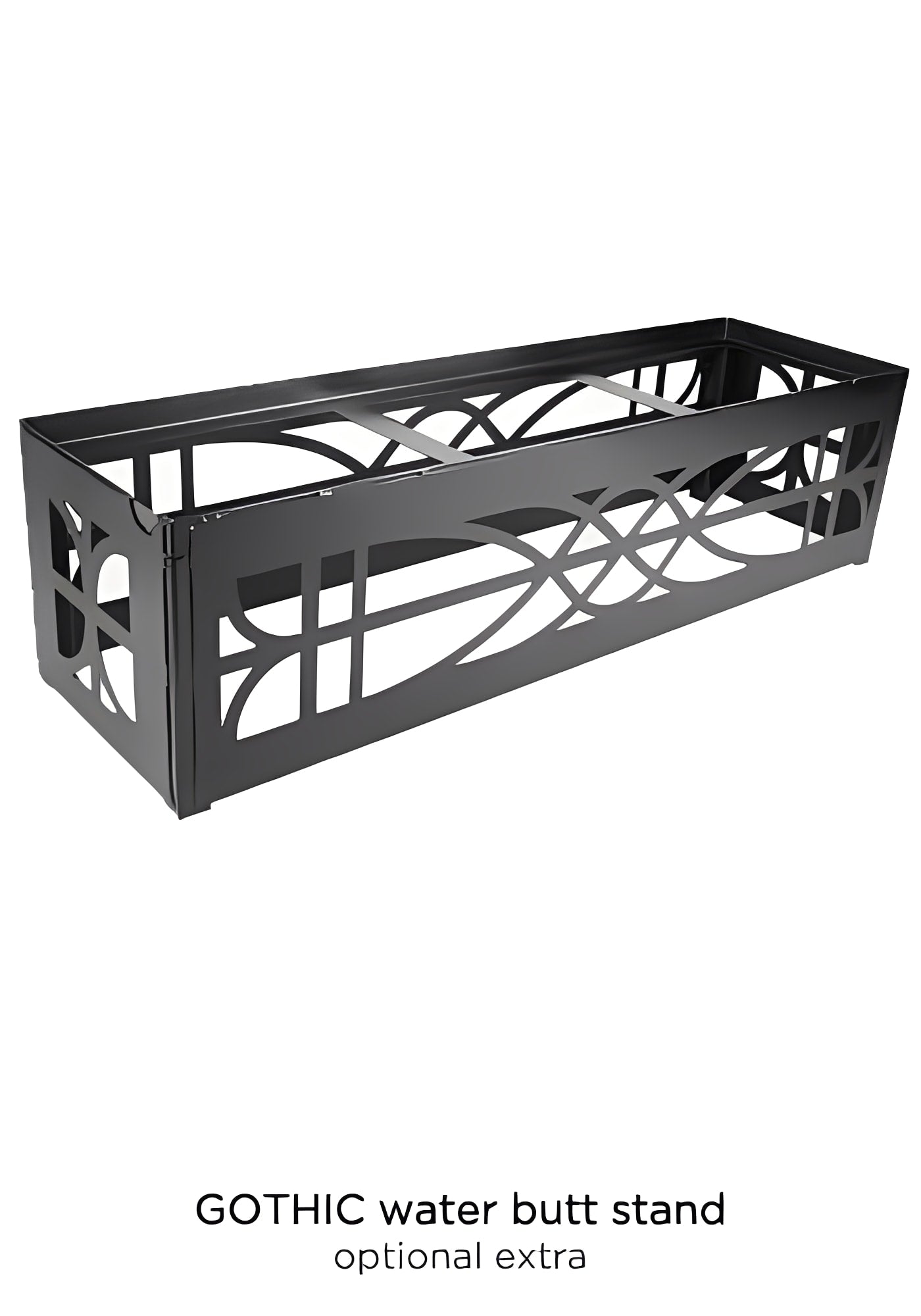 GOTHIC water butt stand designed for aesthetic and functional outdoor use.