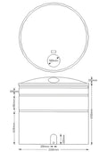 7000 Litre WRAS Approved Water Tank technical drawing with dimensions and design details.