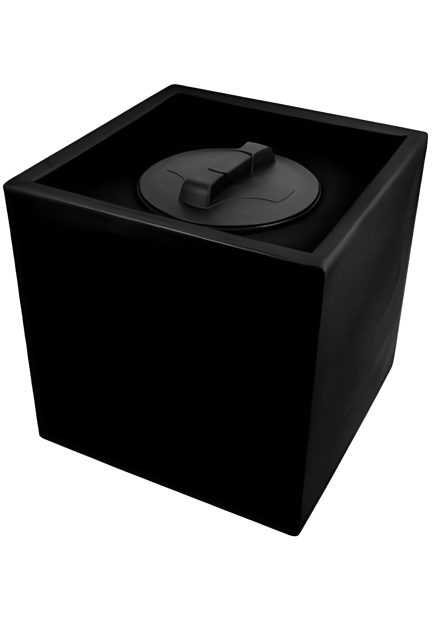80 Litre Cube Water Tank with Vented Recessed Lid in black, featuring a secure lid and compact design.