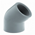 ABS 45 Degree Elbow Threaded Fitting - Imperial in gray with internal threads for secure connections.