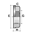 ABS Threaded Backnut - Imperial Potable Water Safe diagram with dimensions labeled for precise fitting.