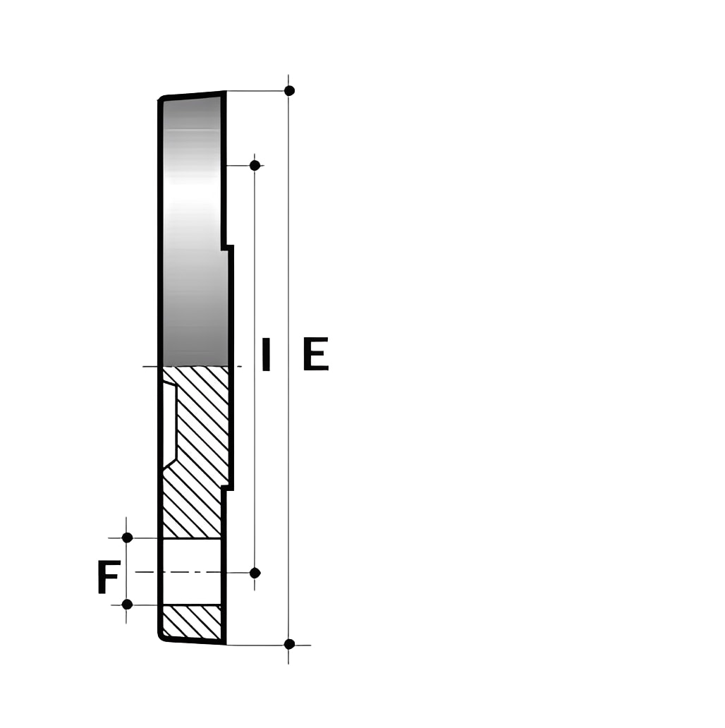 ABS Blank Flange Tables D & E - Imperial - All sizes product diagram showing dimensions E and F.
