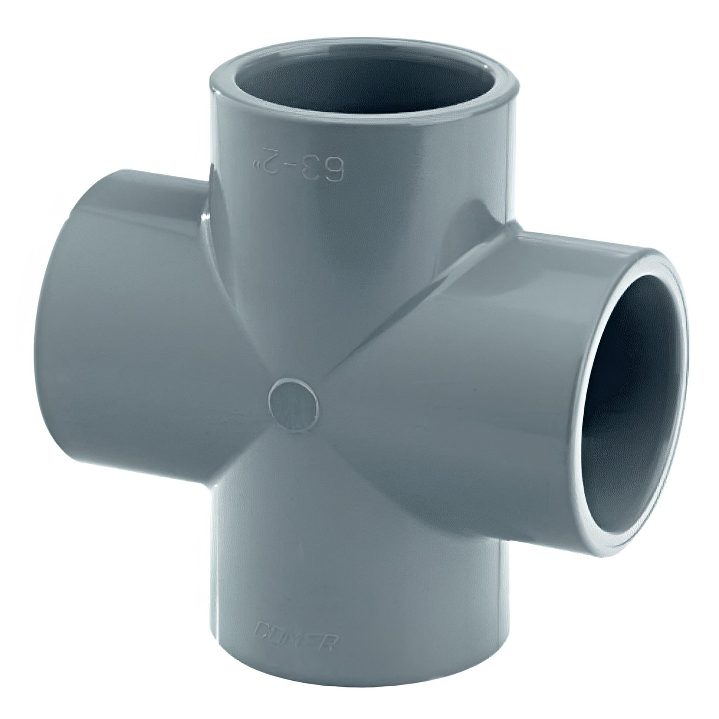 ABS Plain Cross Pipe Fitting - Imperial Junction in gray, showcasing a durable four-way pipe connection.
