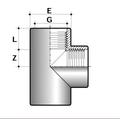 ABS Equal Tee Threaded Pipe Fitting - Imperial Inch diagram with measurements E, G, L, and Z.