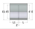 ABS Imperial to Metric Plain Adaptor Socket technical dimensions diagram showing measurements for precise installation.