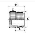 ABS Threaded Plug - Imperial WRAS Approved Pipe Fitting design and dimensions illustration