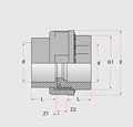 ABS Plain Union - Imperial Pipe Fitting - WRAS Approved technical diagram with dimensions labeled.