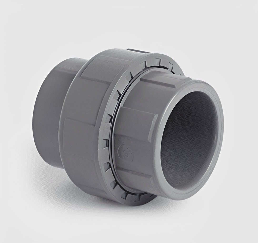 ABS Plain Union - Imperial Pipe Fitting - WRAS Approved, durable grey plastic union for pipeline connections.