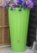 Cosmo 200L Water Butt Planter - Apple Green Decorative MDPE with flowers on top, designed for garden rainwater collection.