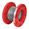 Axial Expansion Joint - Flanged PN16 Short Pattern showing a compact design with red flanges and metal bellows.