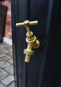 Cosmo 200L Water Butt Planter - Black Decorative Storage tap valve close-up for rainwater collection.