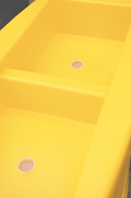 Blue Marble Oasis 375L Water Butt Planter - Blue Marble Effect in a bright yellow color with two compartments.