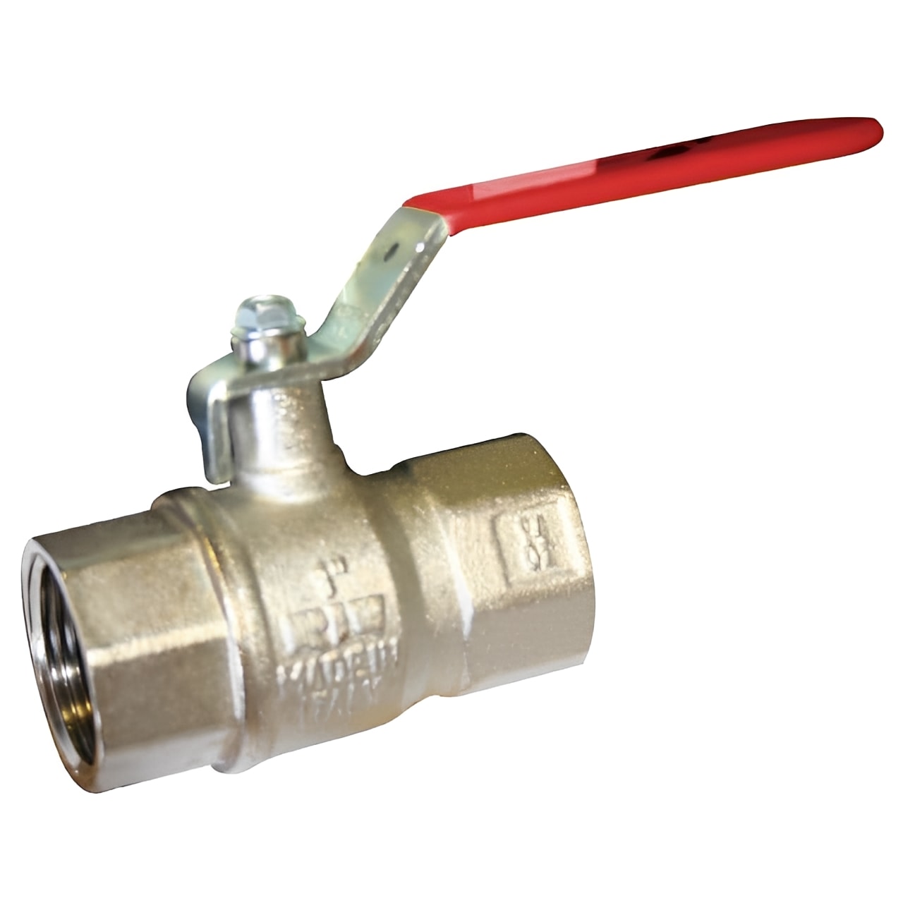 Brass Ball Valve - BSI Gas Approved Red Lever Handle with distinctive red handle for gas applications.