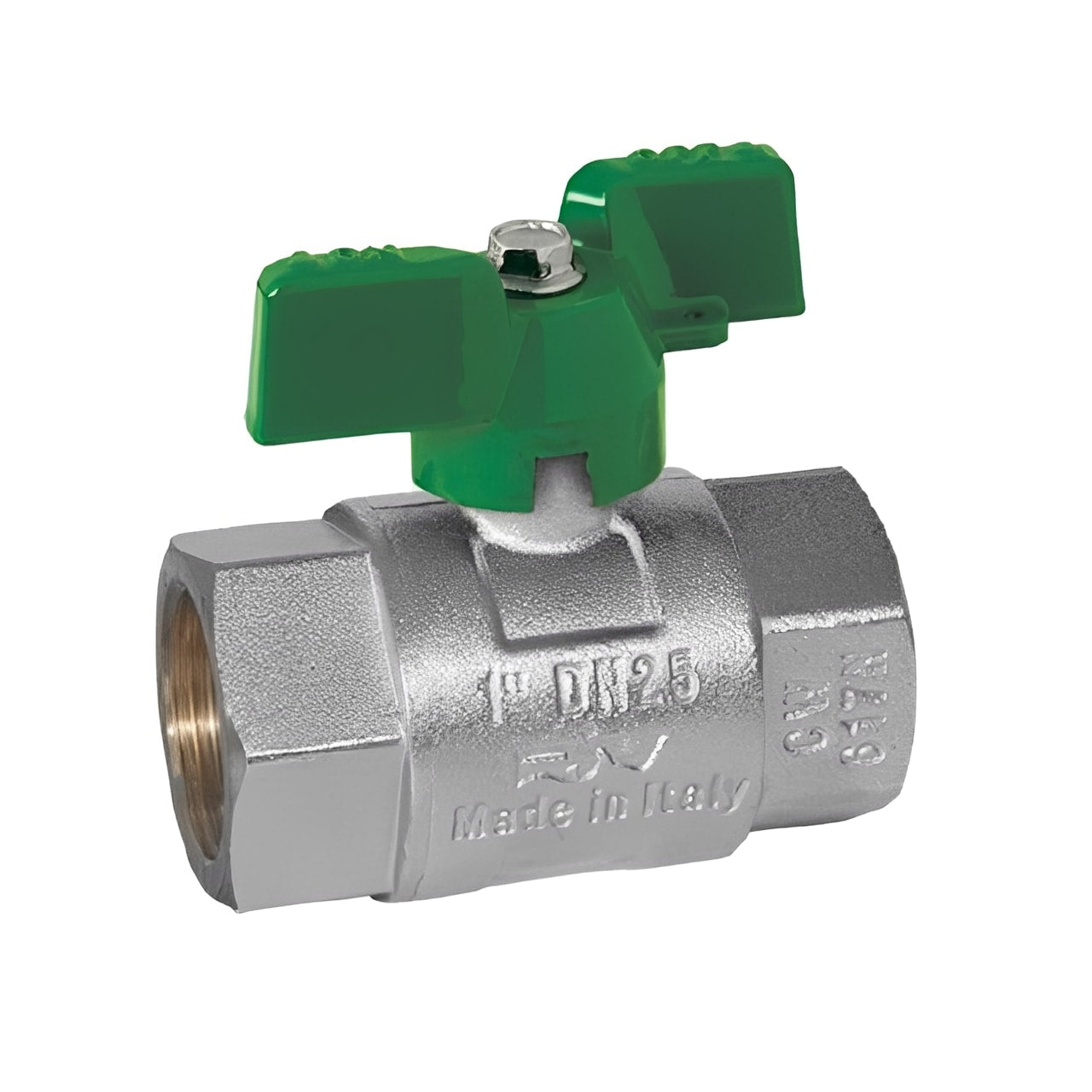 Heavy Pattern Brass Ball Valve - Butterfly Handle PN64 Female BSPP for high-performance fluid control.
