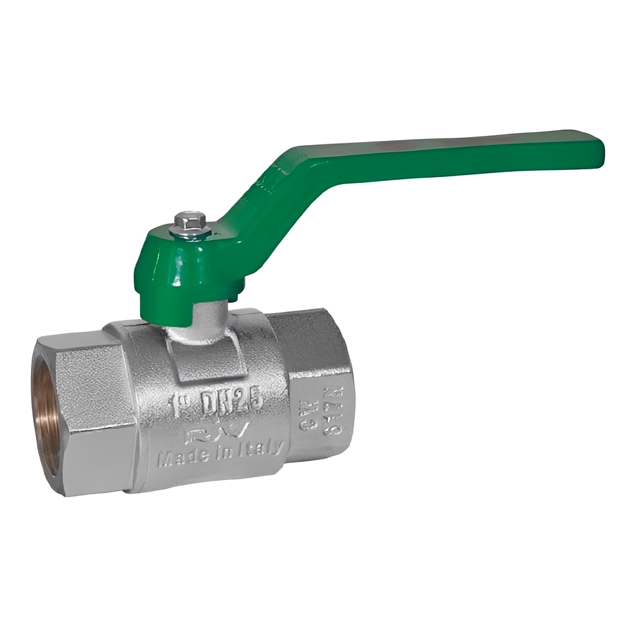 Heavy Pattern Brass Ball Valve - Lever Operated PN40 BSPP with green lever handle for flow control in industrial systems.