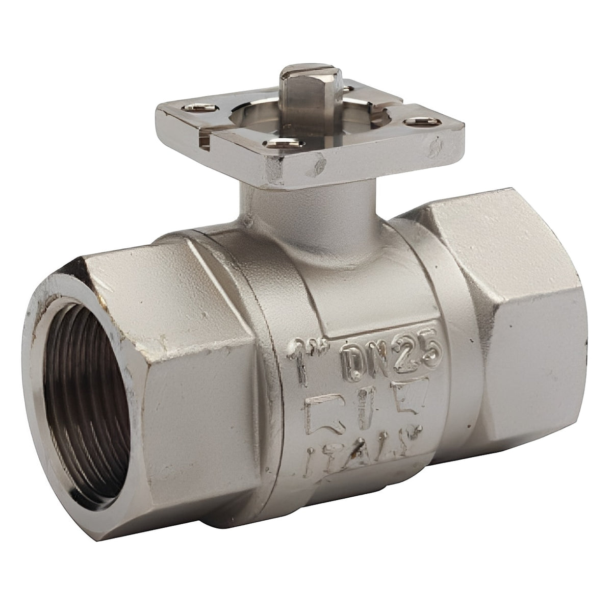 Nickel-plated Brass Ball Valve ISO 5211 Top Mount PN40 for reliable flow control in plumbing systems.