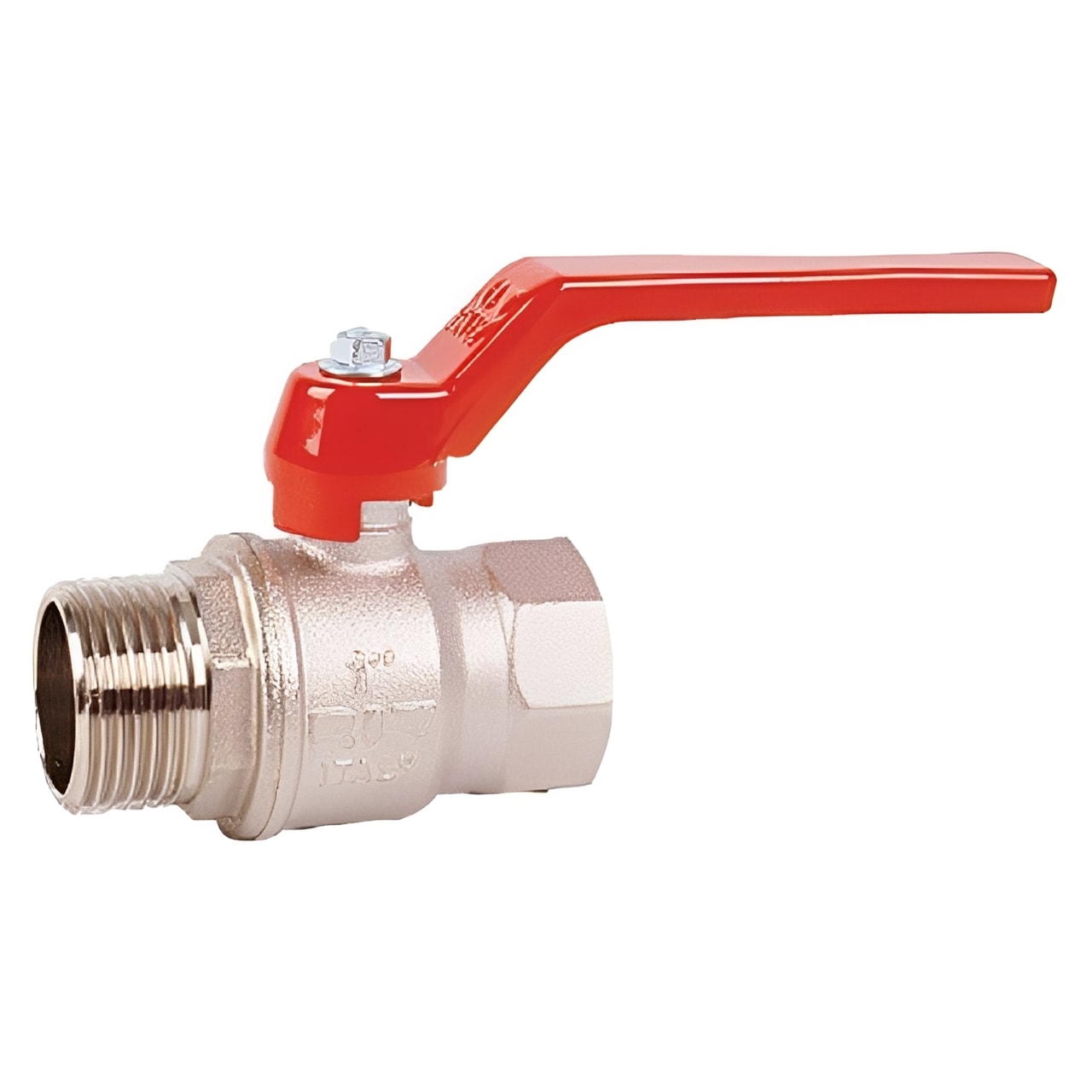 Brass Ball Valve Male x Female Red Aluminium Lever WRAS Approved for reliable flow control in water systems.