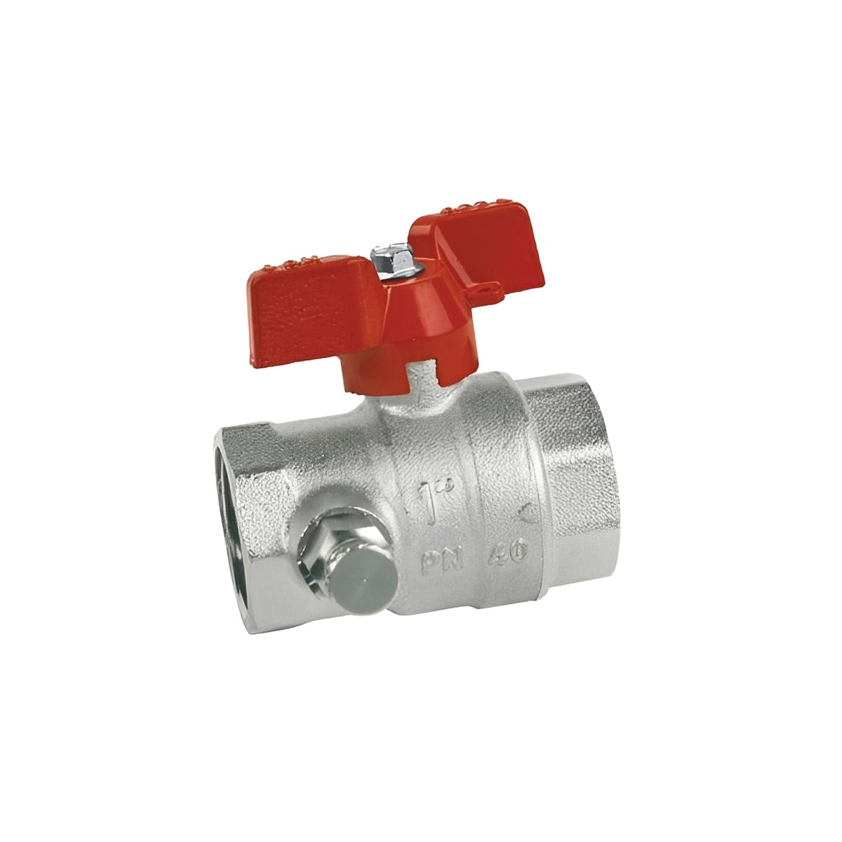 Nickel-Plated Brass Ball Valve with Drain & Butterfly Handle for efficient fluid control and maintenance.