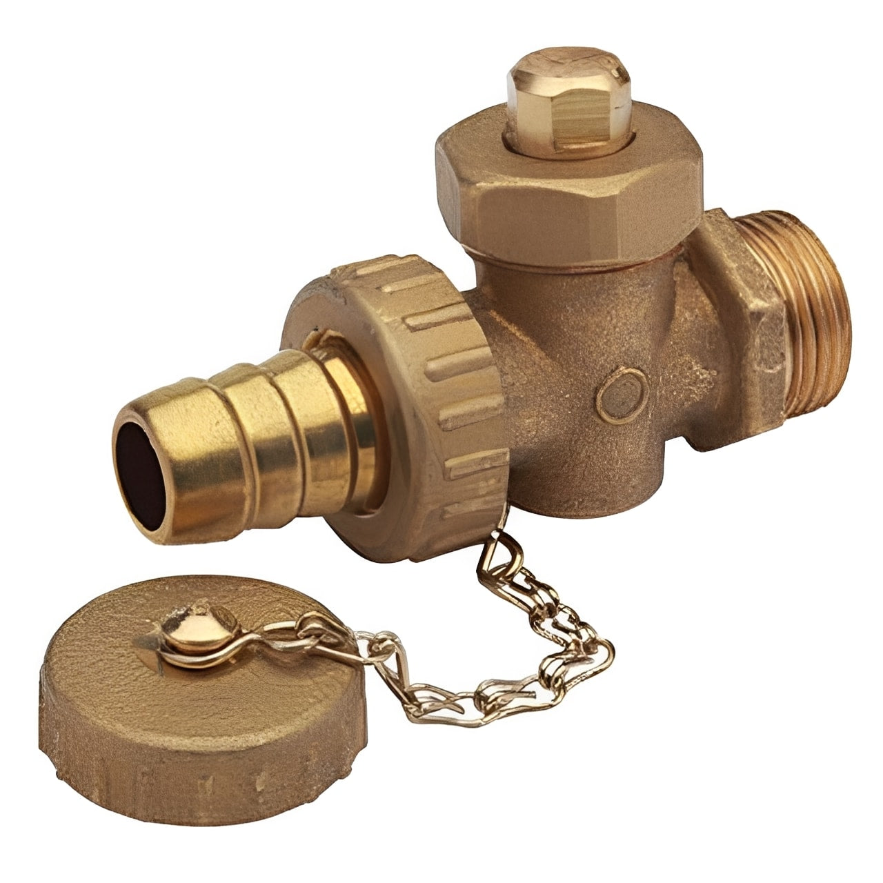 Brass Boiler Drain Cock with Swivel Nut and Cap for efficient drainage in plumbing systems