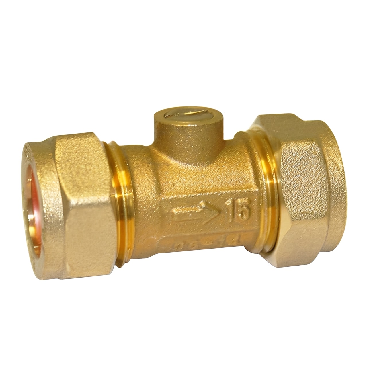 Brass Isolating Valve with Compression Ends - Slotted Screw for plumbing and HVAC applications.