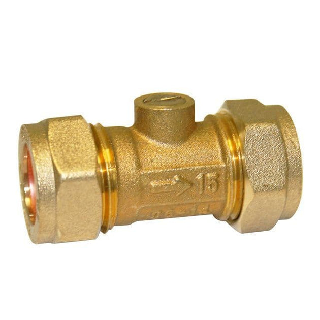 Brass Isolating Valve with Compression Ends - Slotted Screw for plumbing and HVAC applications.
