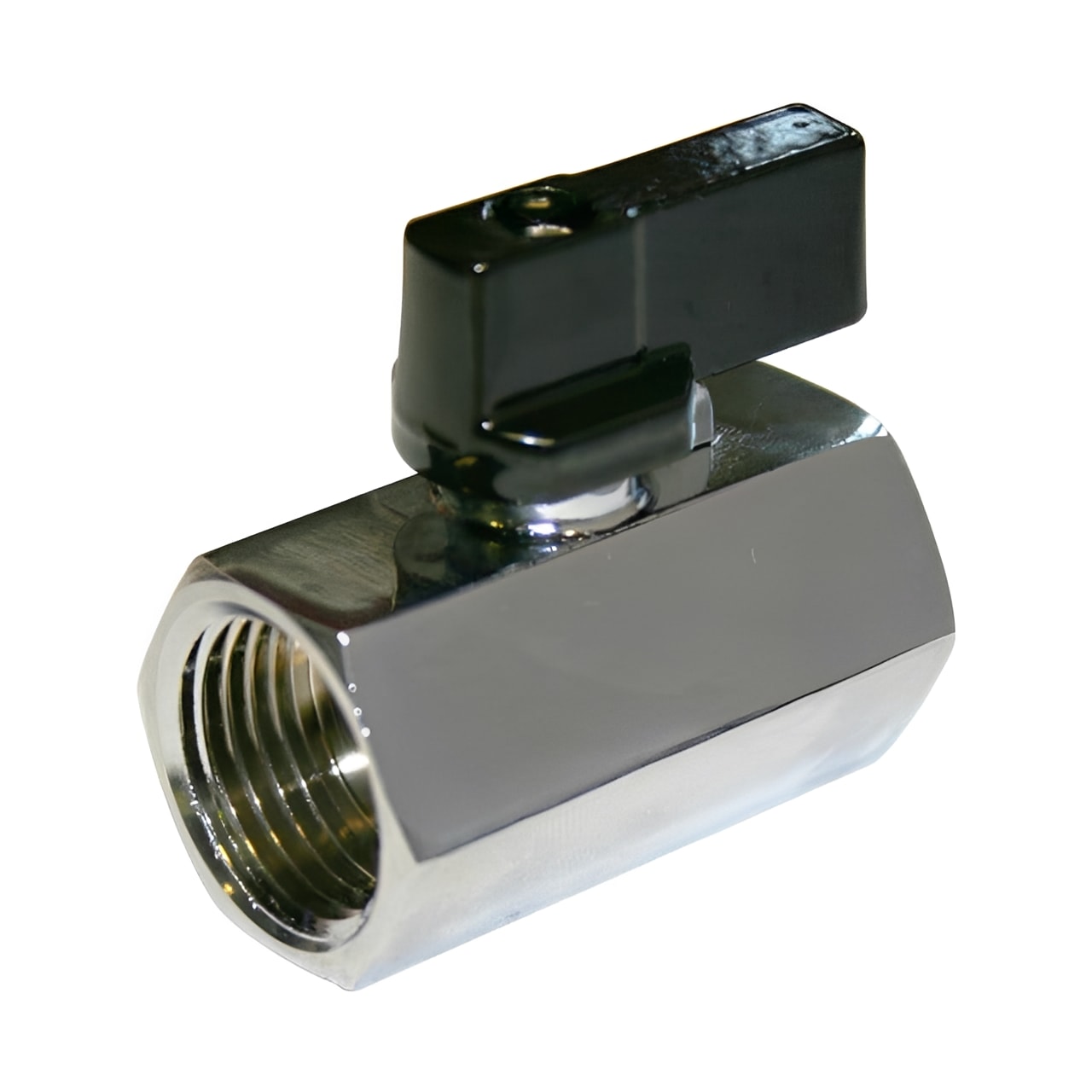 Brass Mini Ball Valve - Female x Female BSPP Black Short Handle for flow control in compact spaces.