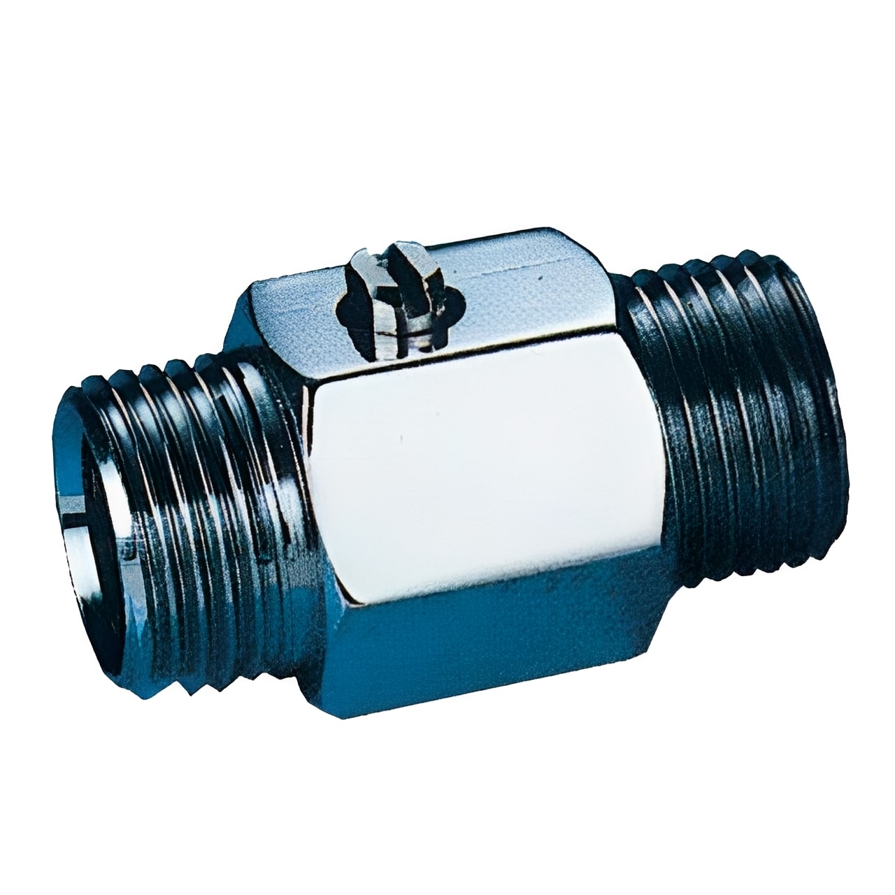 Brass Mini Ball Valve Male x Male Chrome WRAS Approved with a polished finish and compact design for flow control.