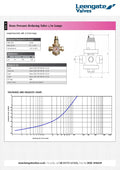 Brass Pressure Reducing Valve with 10 Bar Gauge - 25 Bar Max specifications and discharge chart.