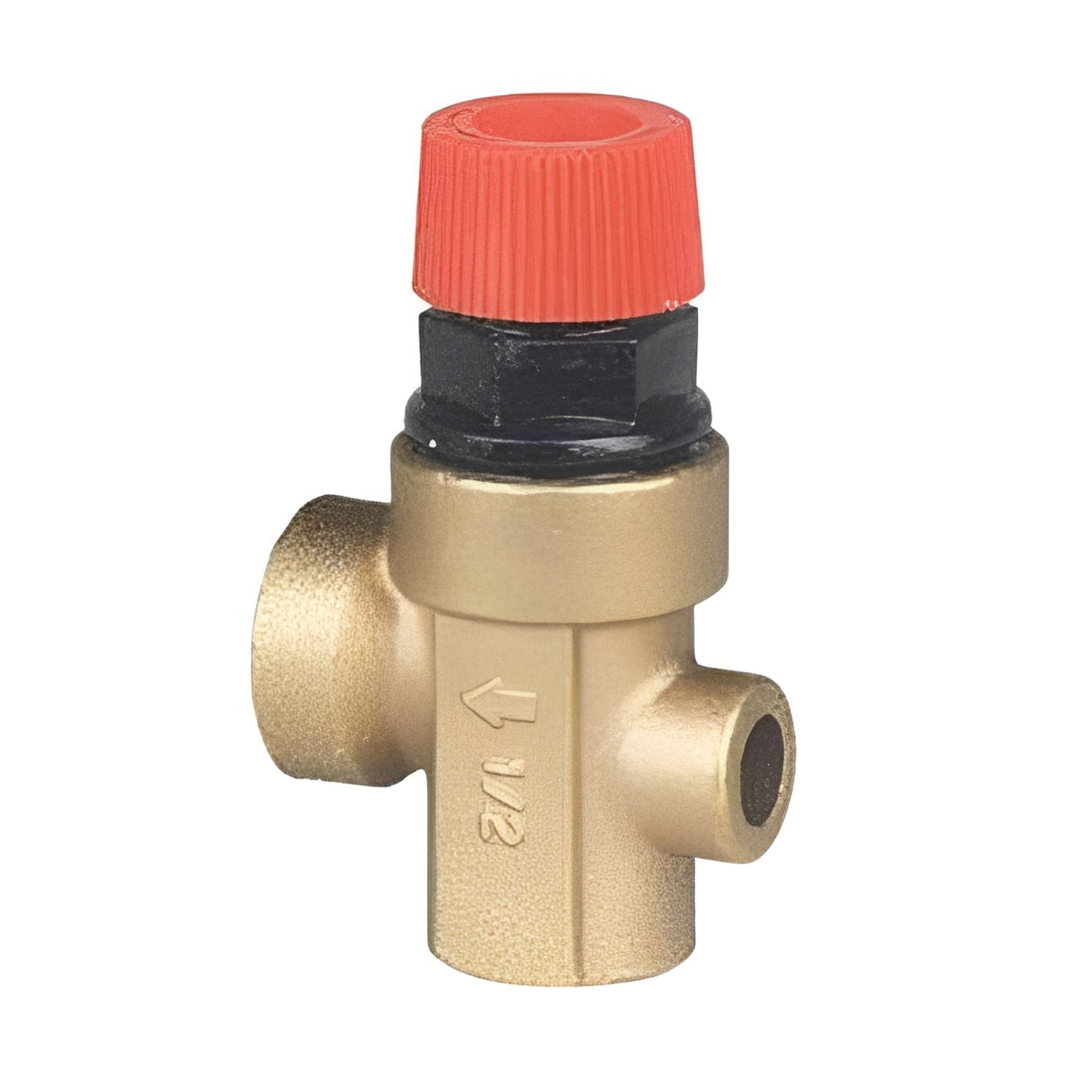 Brass Safety Valve for Heating Systems PN10 BSPP with Gauge Port close-up view
