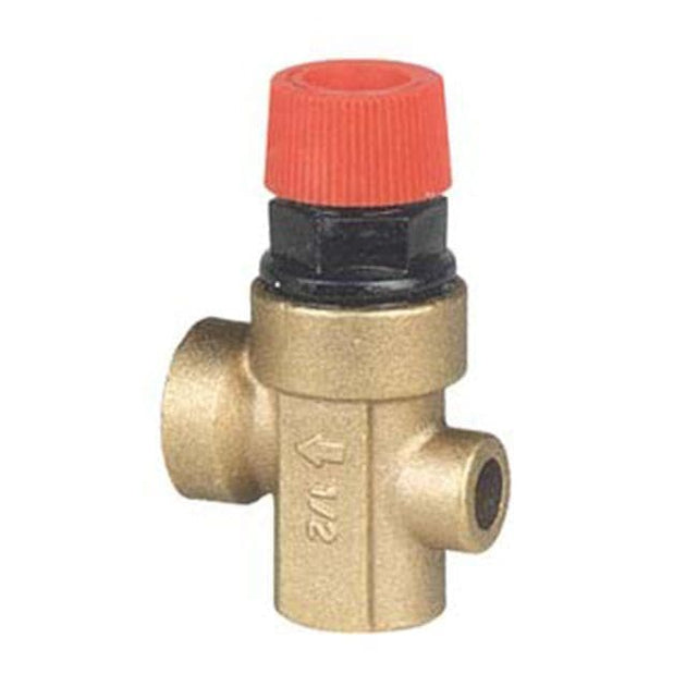 Brass Safety Valve for Heating Systems PN10 BSPP with Gauge Port close-up view