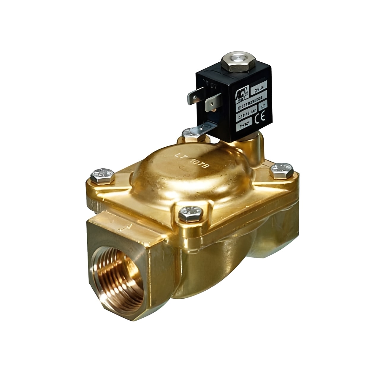 Brass Solenoid Valve - Servo-assisted Normally Open BSPP EPDM in a close-up view